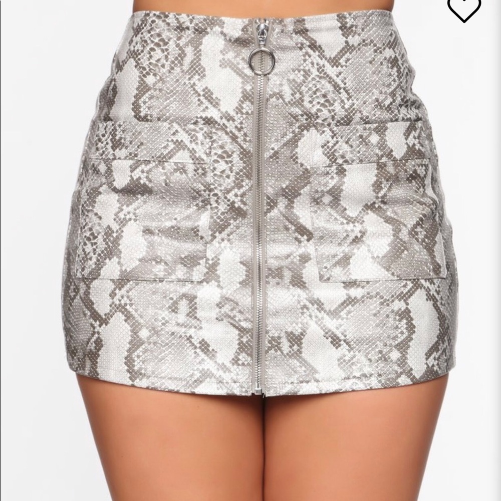 Snake Print Leather Skirt